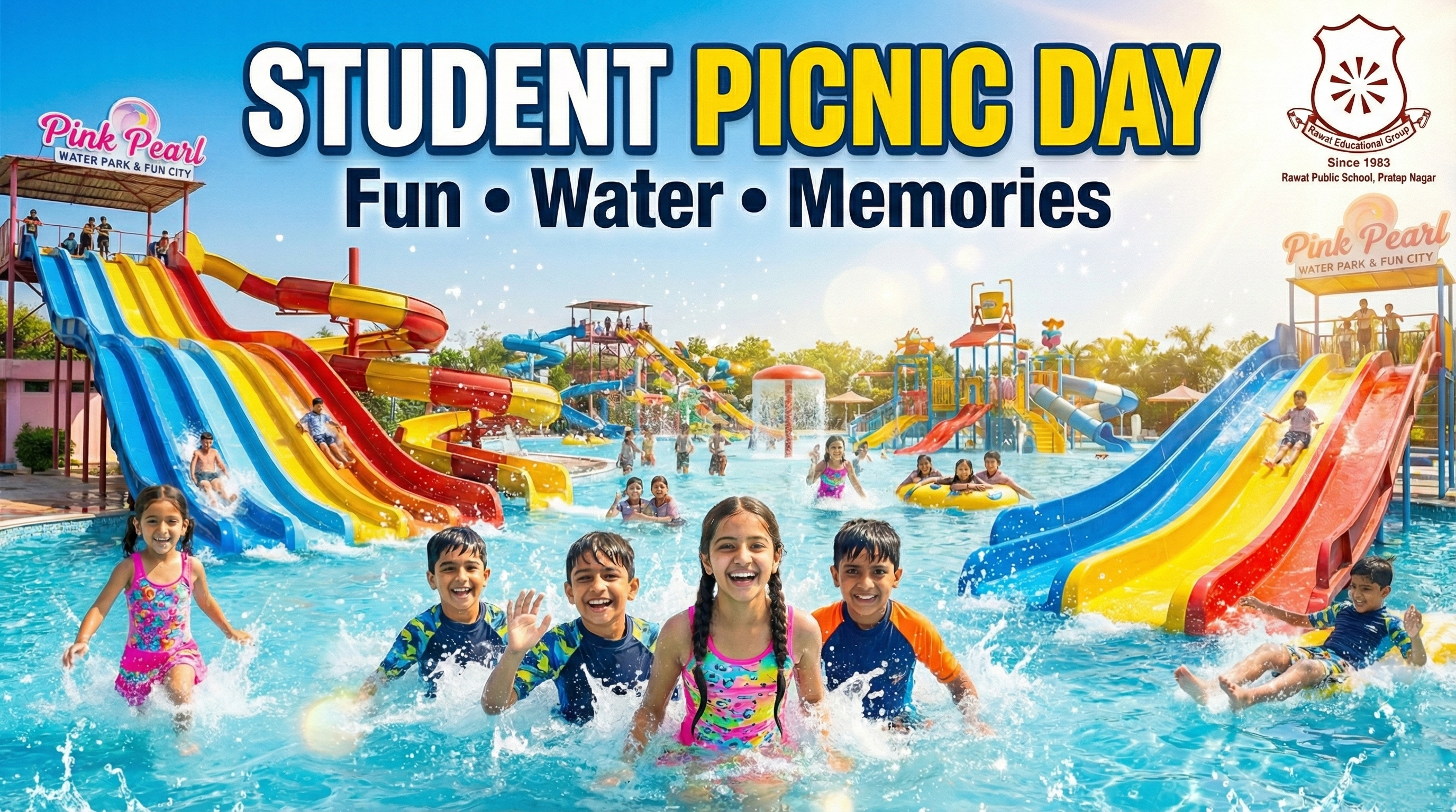 Student Picnic at Pink Pearl Water Park  Rawat Public School Pratap Nagar